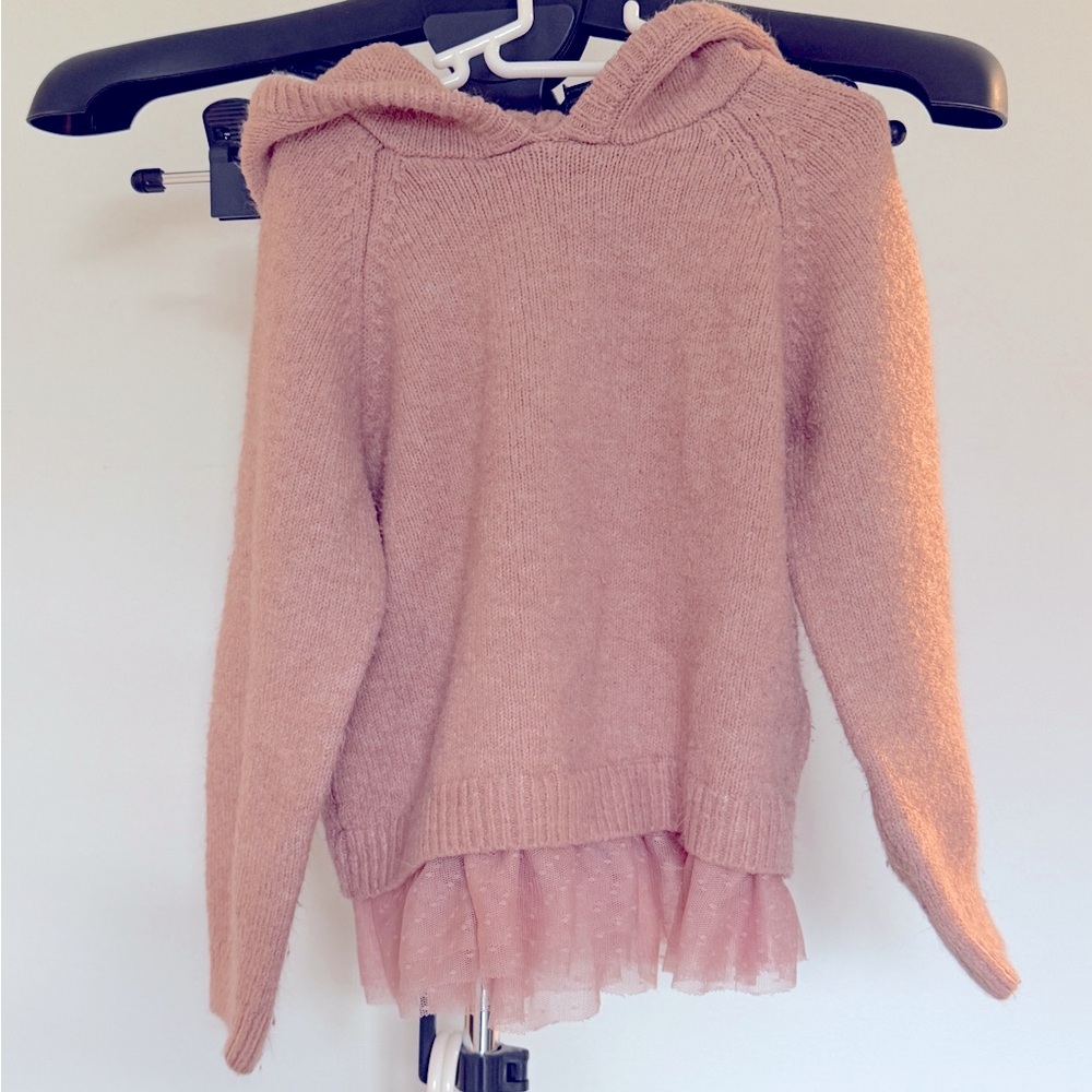 ❄️ ⛄️ GUC GIRLS SWEATER HOODIE W TUTU LAYER SZ 5T - PINK